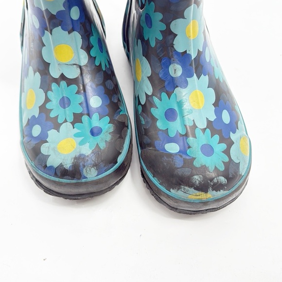 Bogs K Classic Rain Muck Boots Girls Size 3 Yellow Blue Flowers - Picture 7 of 12
